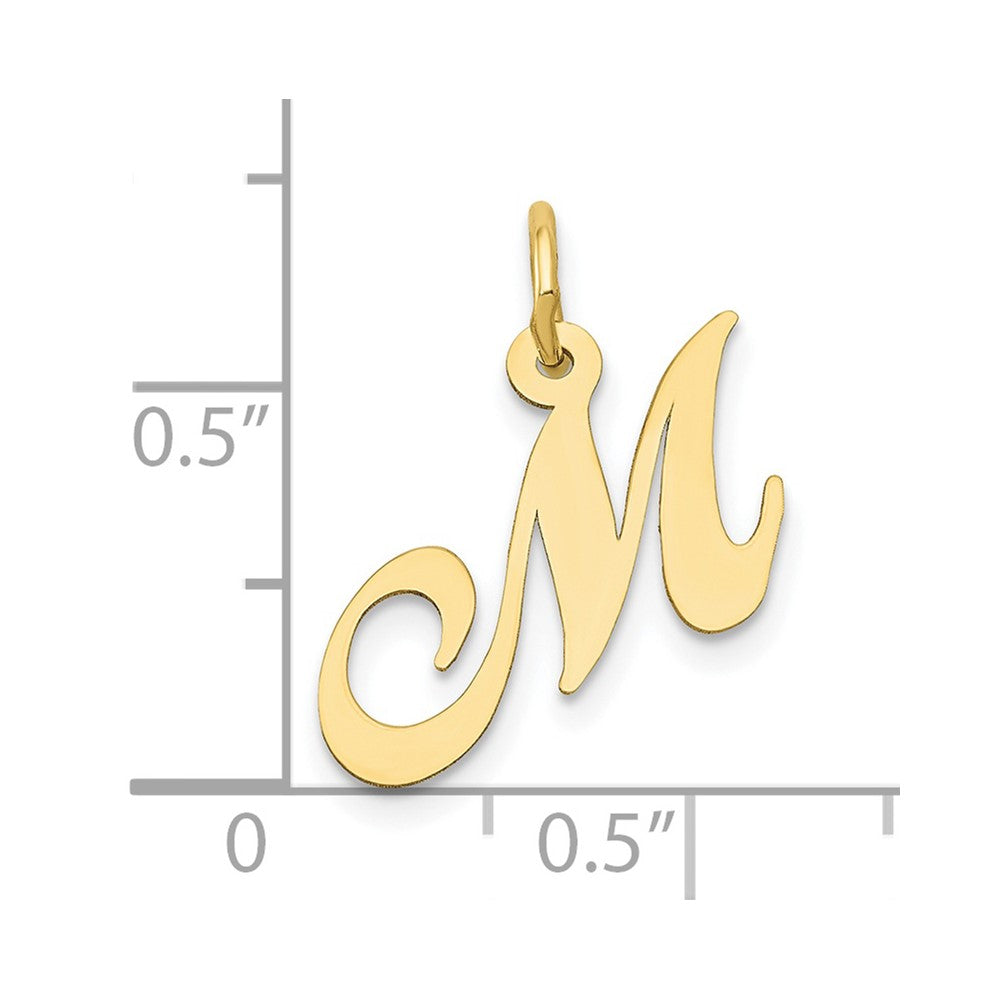 10K Medium Fancy Script Initial M Charm