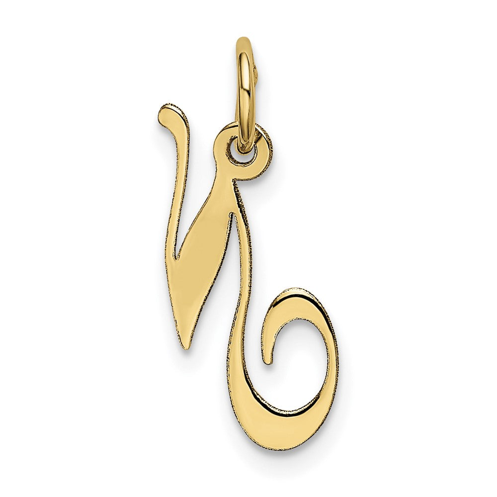 10K Medium Fancy Script Initial N Charm