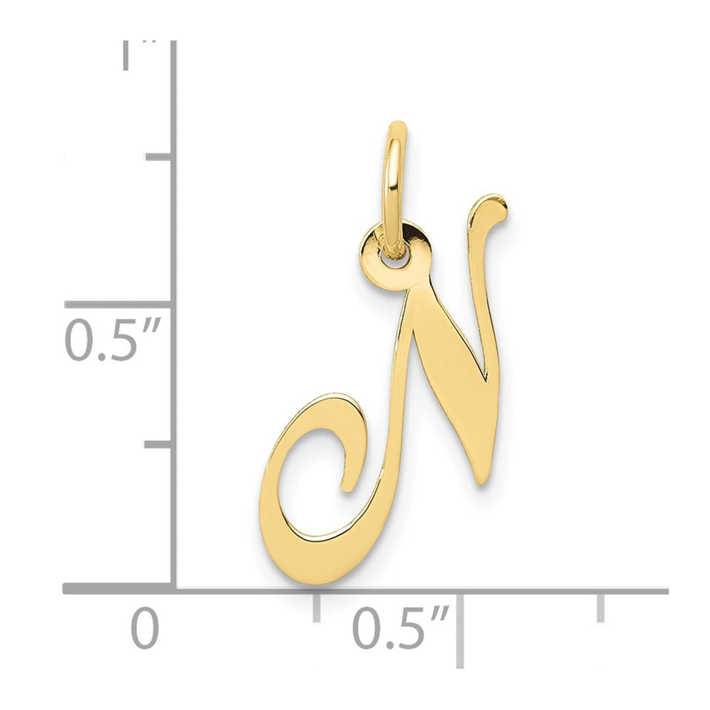 10K Medium Fancy Script Initial N Charm