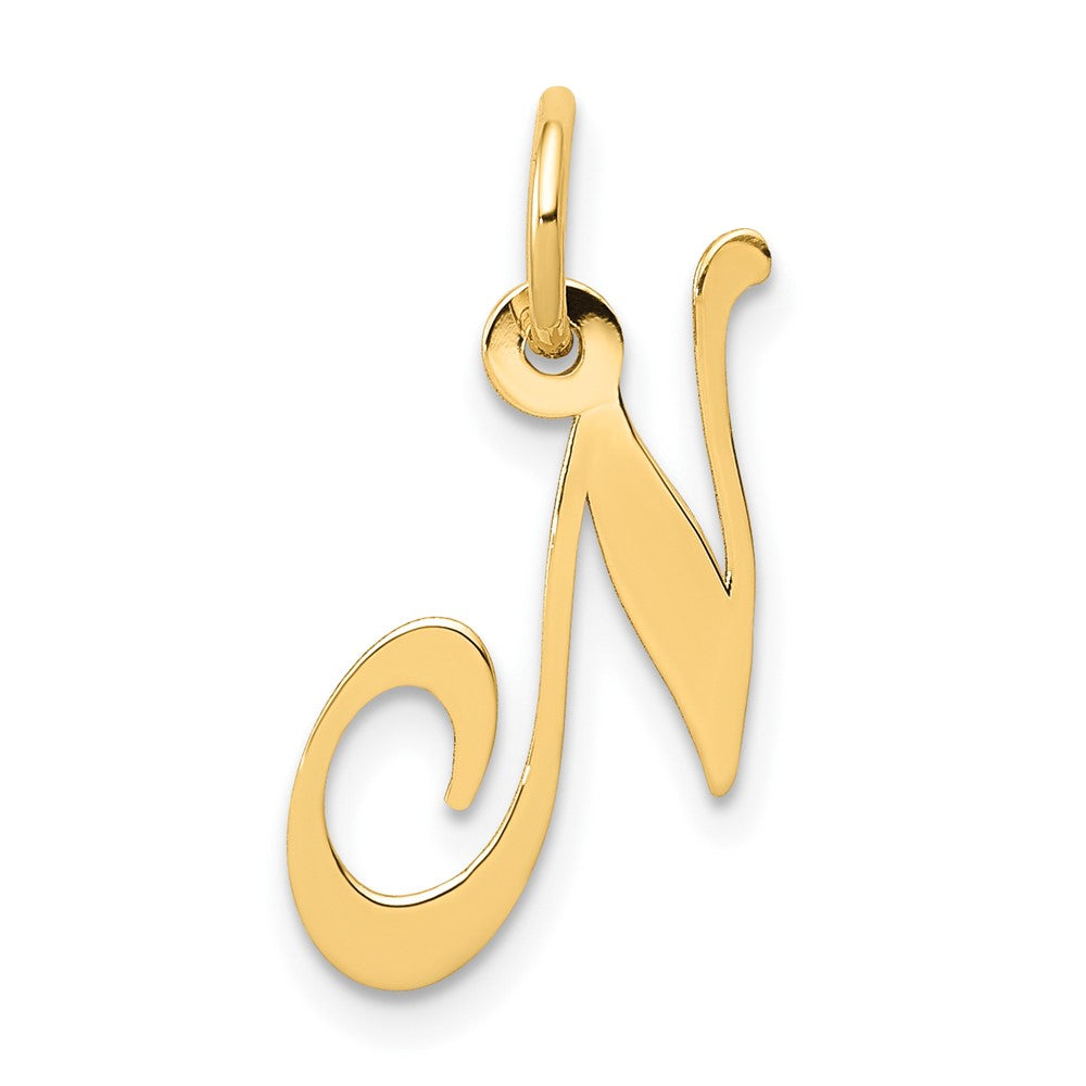 10K Medium Fancy Script Initial N Charm