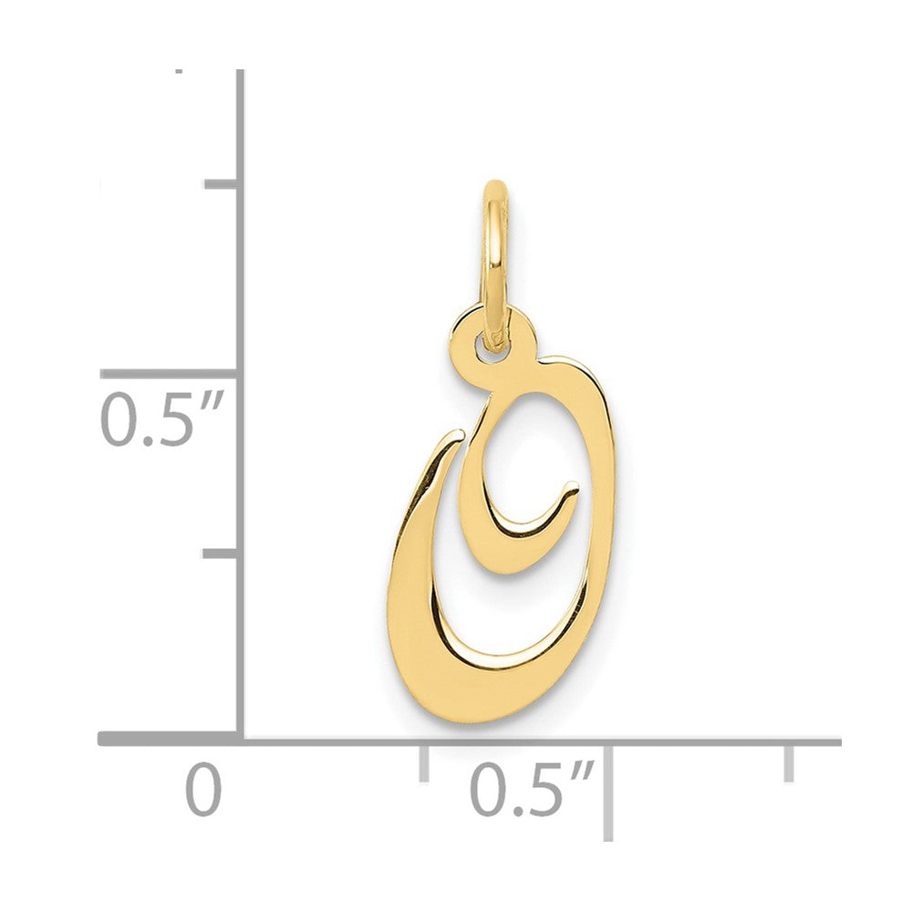 10K Medium Fancy Script Initial O Charm