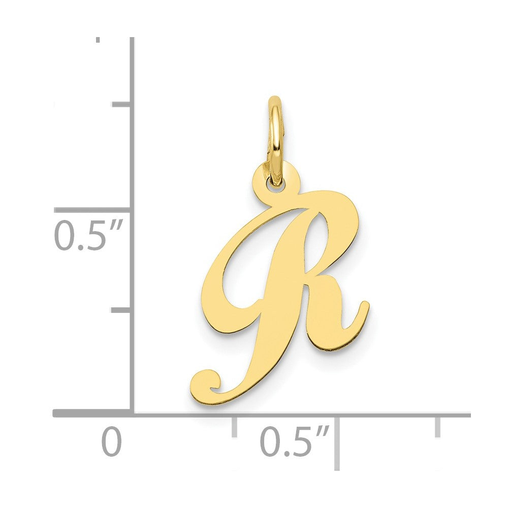10K Medium Fancy Script Initial R Charm