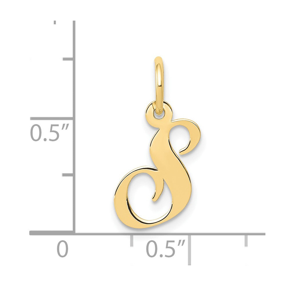 10K Medium Fancy Script Initial S Charm