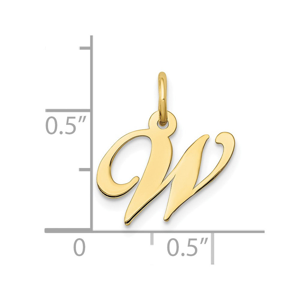 10K Medium Fancy Script Initial W Charm