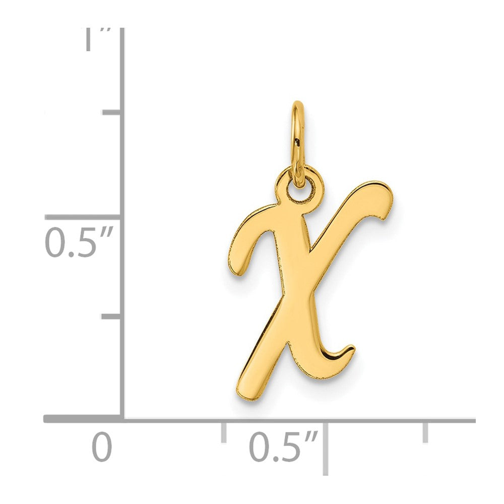 10K Medium Fancy Script Initial X Charm
