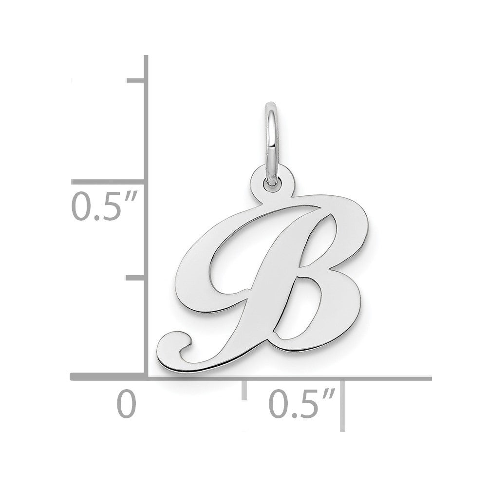 10k White Gold Medium Fancy Script Initial B Charm