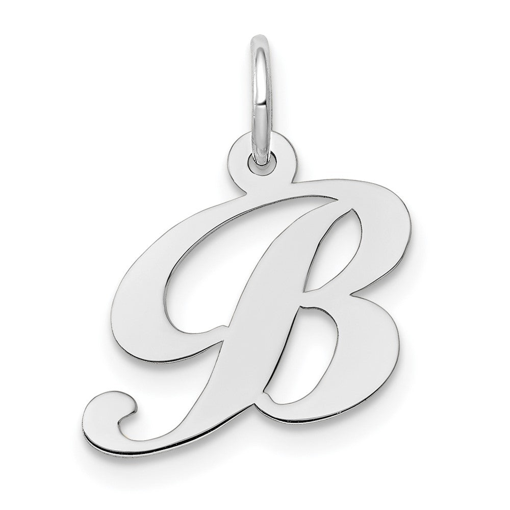 10k White Gold Medium Fancy Script Initial B Charm