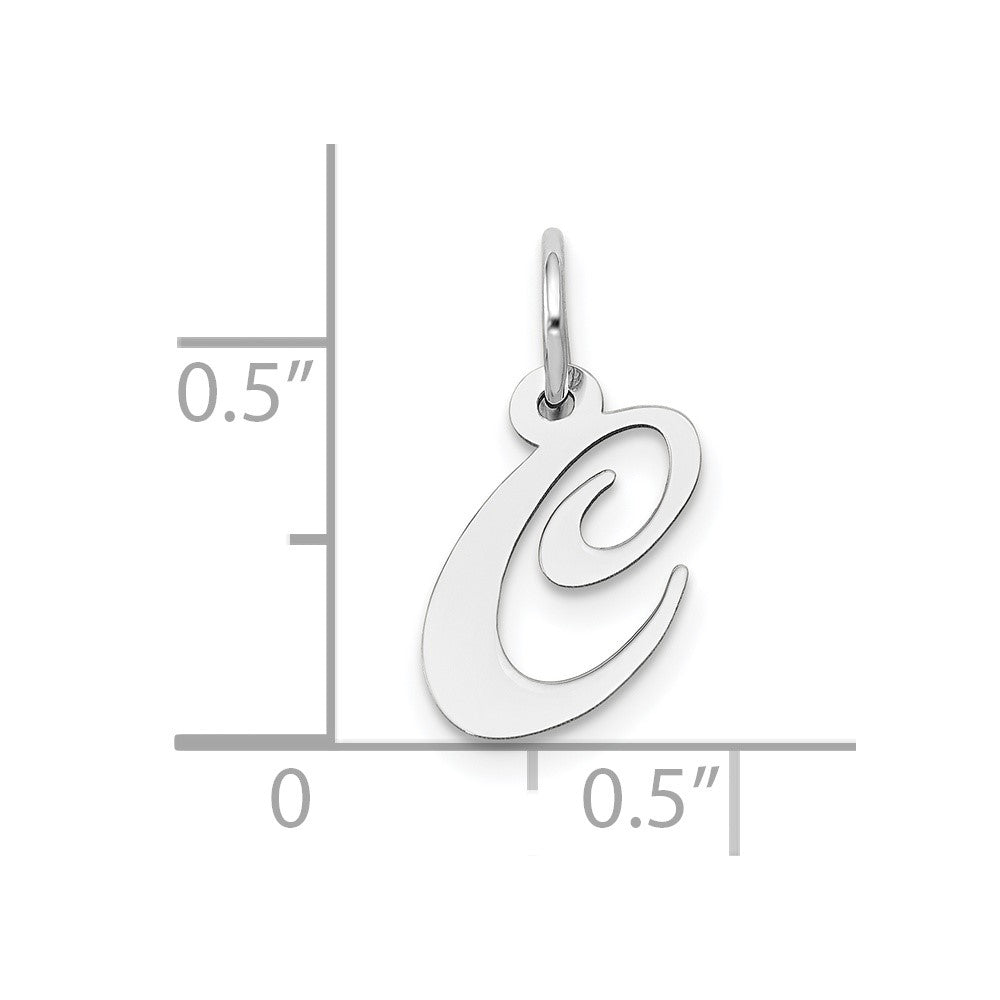 10k White Gold Medium Fancy Script Initial C Charm