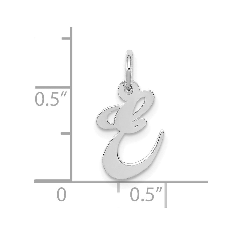 10k White Gold Medium Fancy Script Initial E Charm