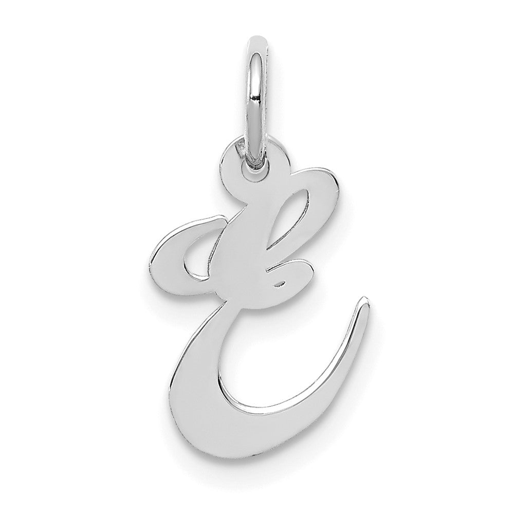 10k White Gold Medium Fancy Script Initial E Charm