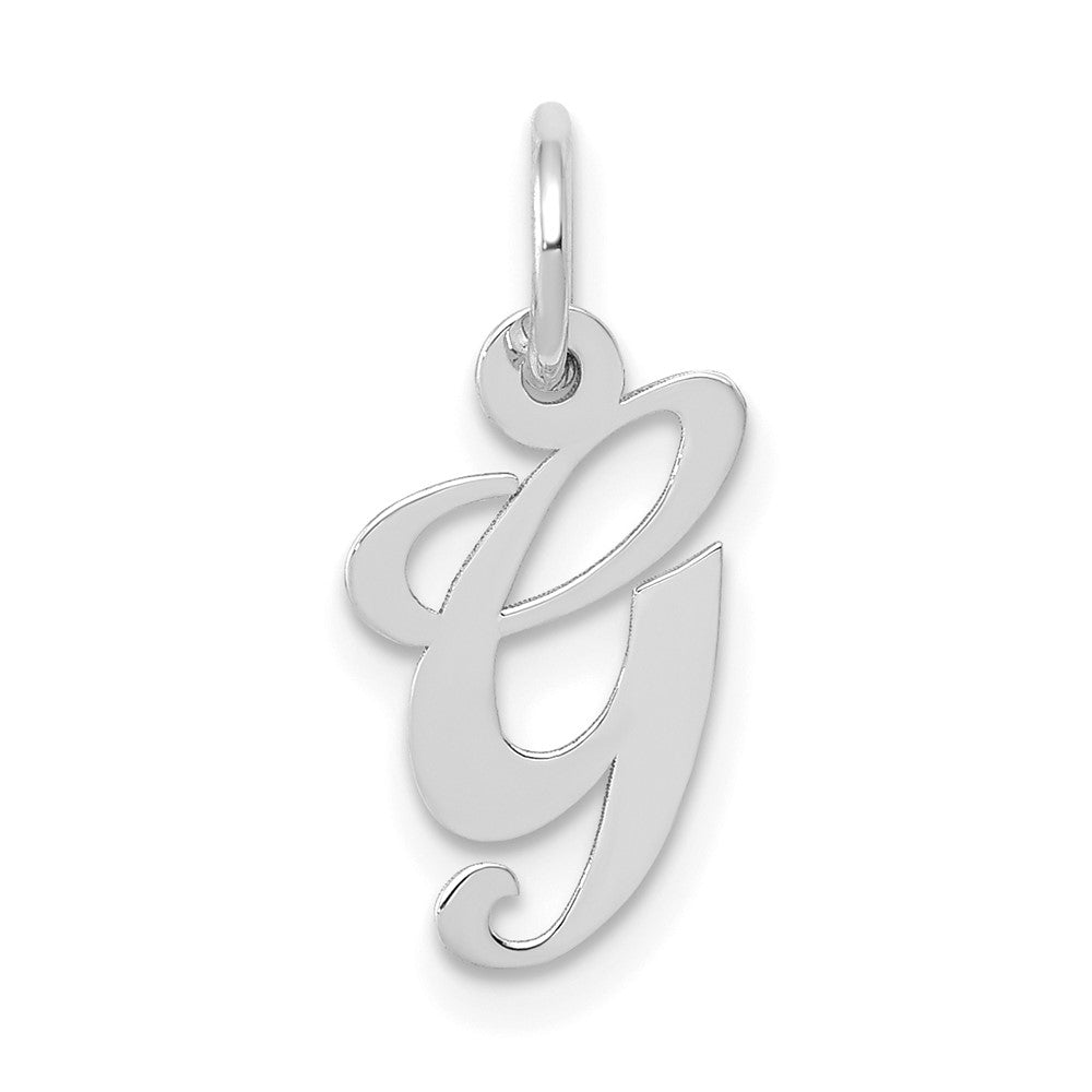 10k White Gold Medium Fancy Script Initial G Charm