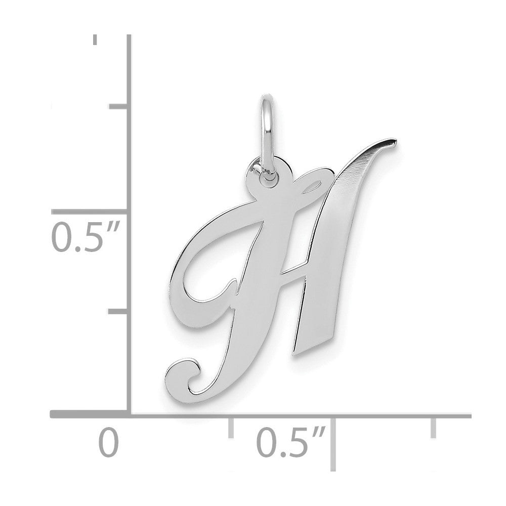 10k White Gold Medium Fancy Script Initial H Charm