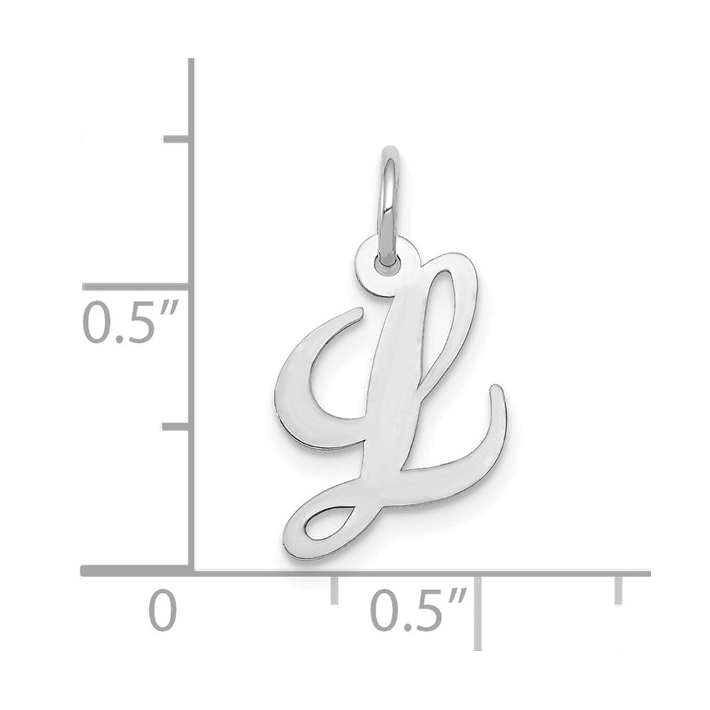 10k White Gold Medium Fancy Script Initial L Charm