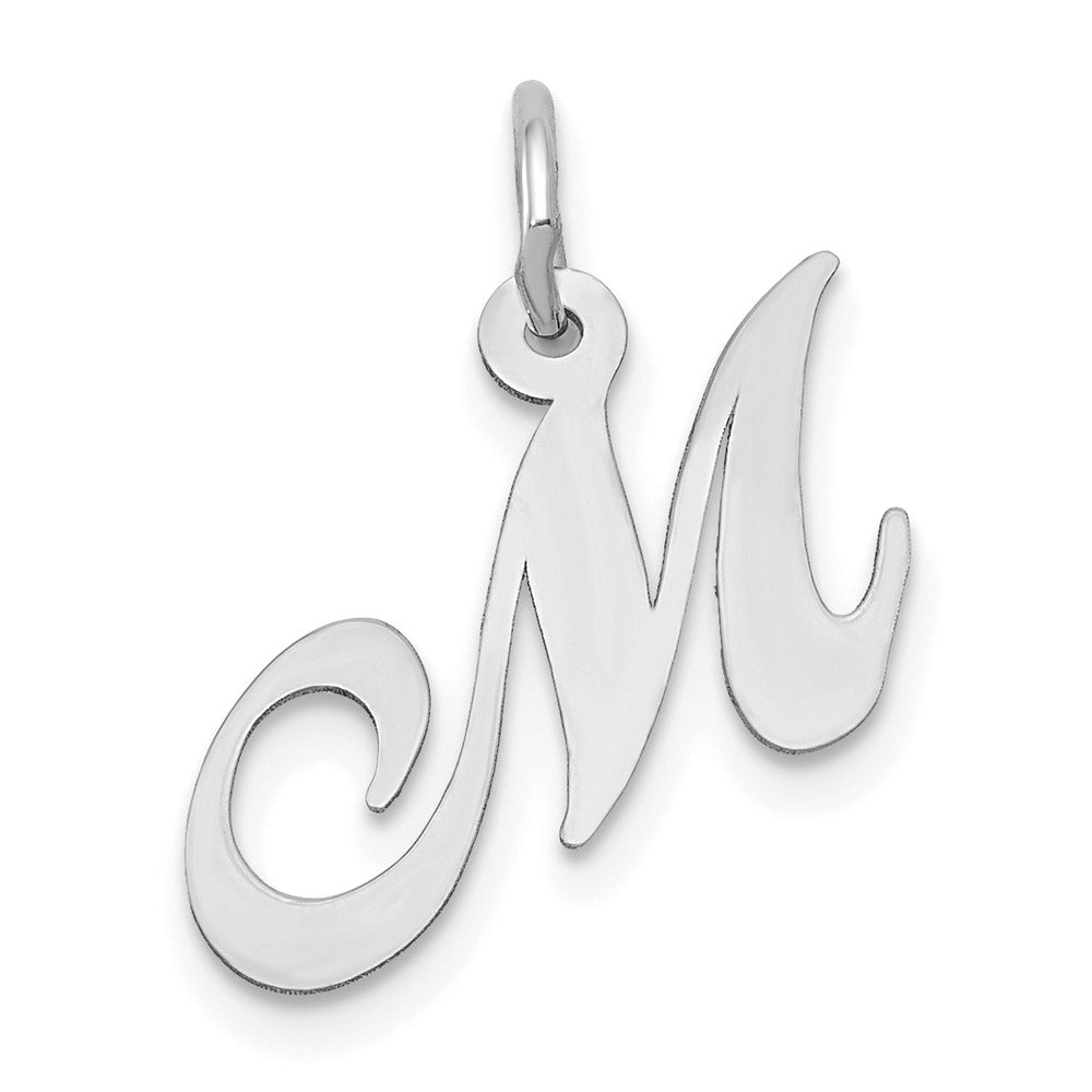 10k White Gold Medium Fancy Script Initial M Charm