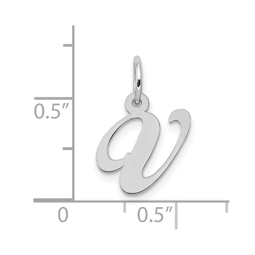 10k White Gold Medium Fancy Script Initial V Charm