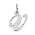 10k White Gold Medium Fancy Script Initial V Charm
