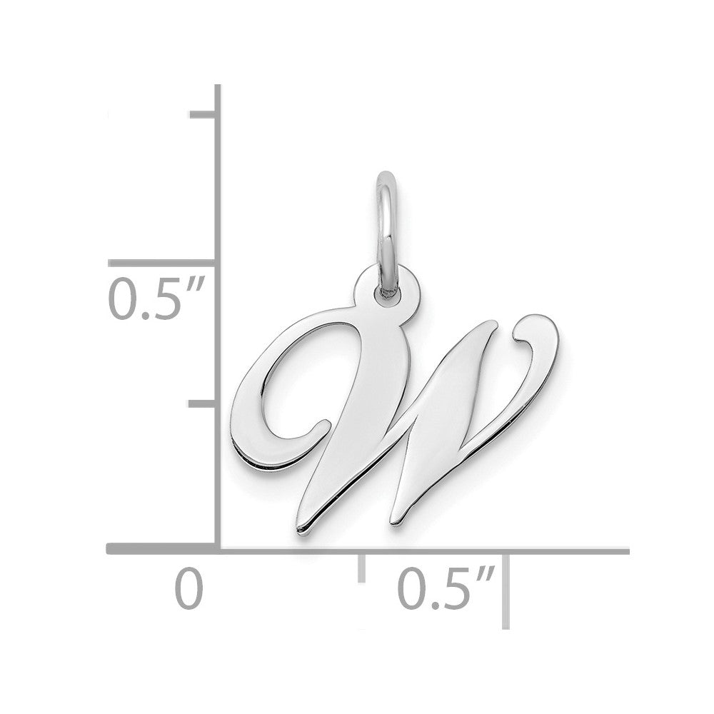 10k White Gold Medium Fancy Script Initial W Charm