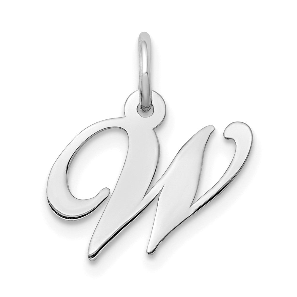 10k White Gold Medium Fancy Script Initial W Charm