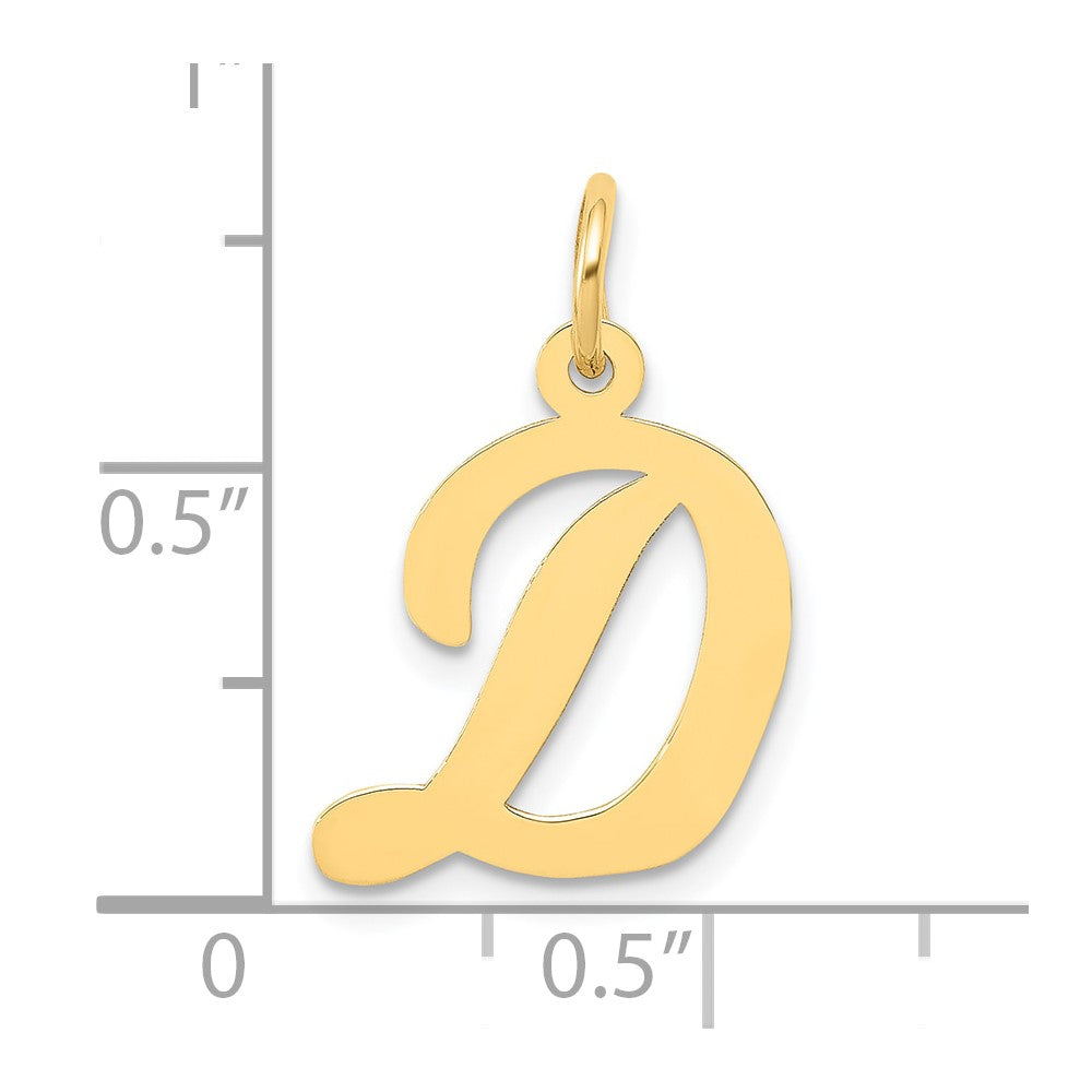 10K Medium Script Letter D Initial Charm