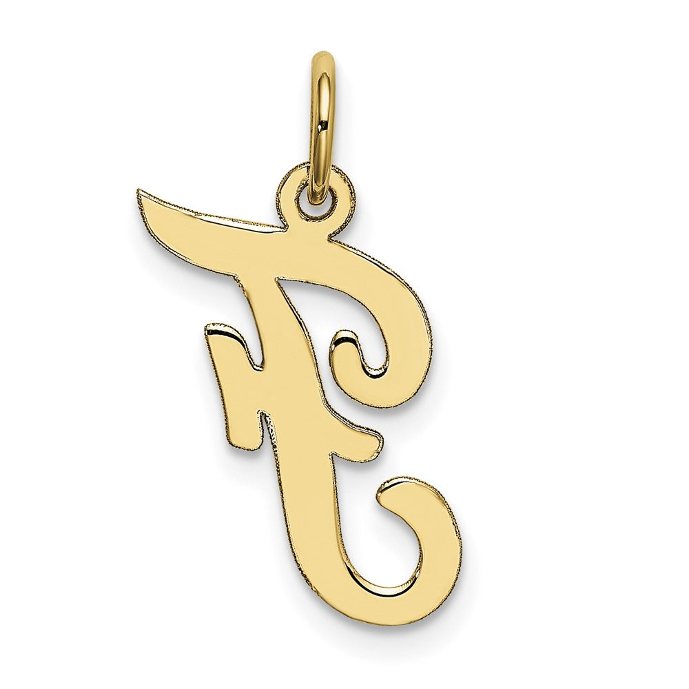 10K Medium Script Letter F Initial Charm