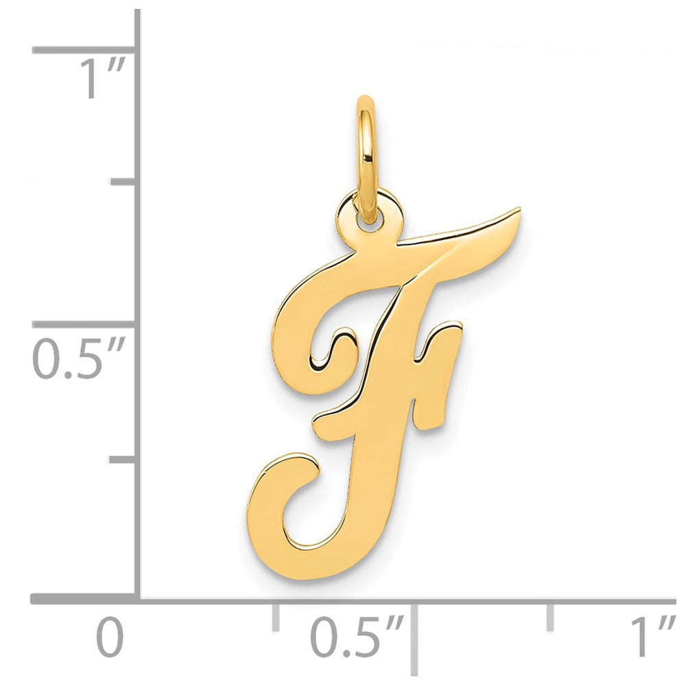 10K Medium Script Letter F Initial Charm