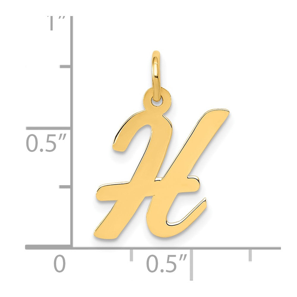 10K Medium Script Letter H Initial Charm