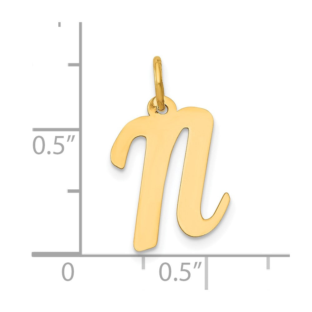 10K Medium Script Letter N Initial Charm