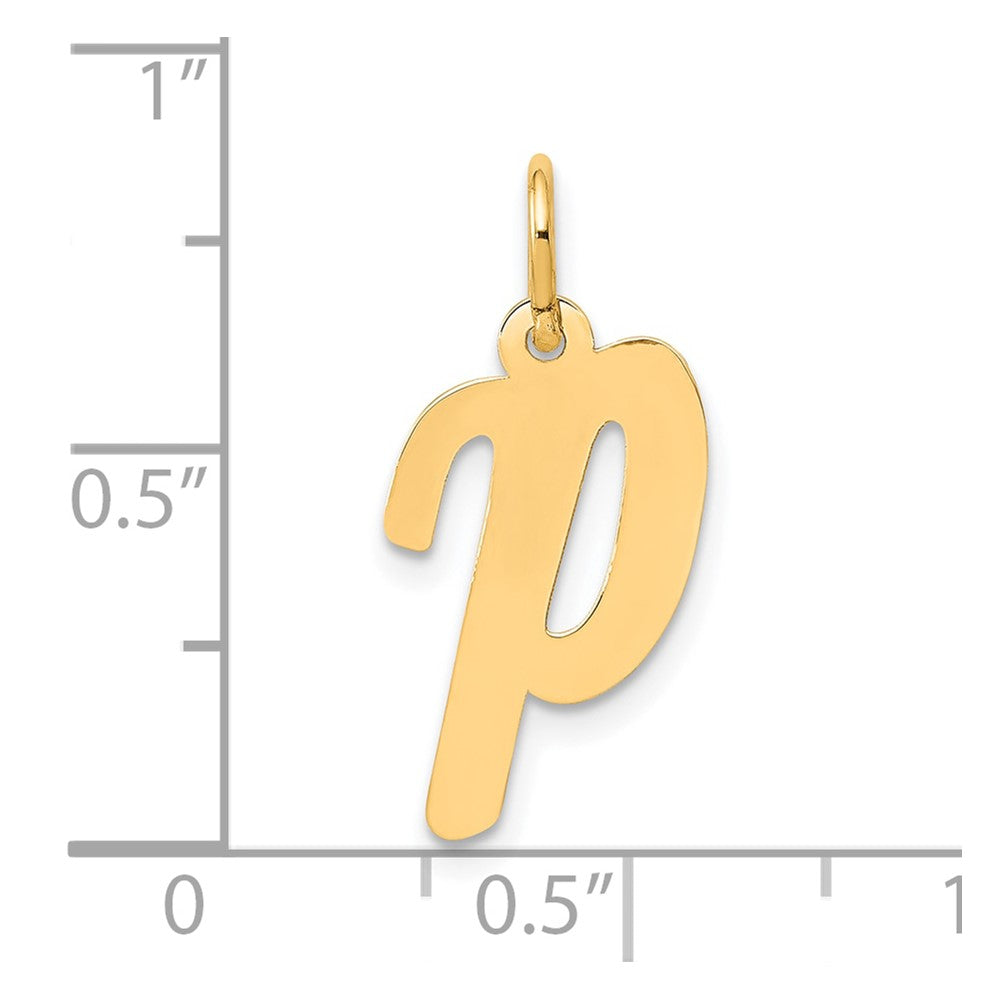 10K Medium Script Letter P Initial Charm
