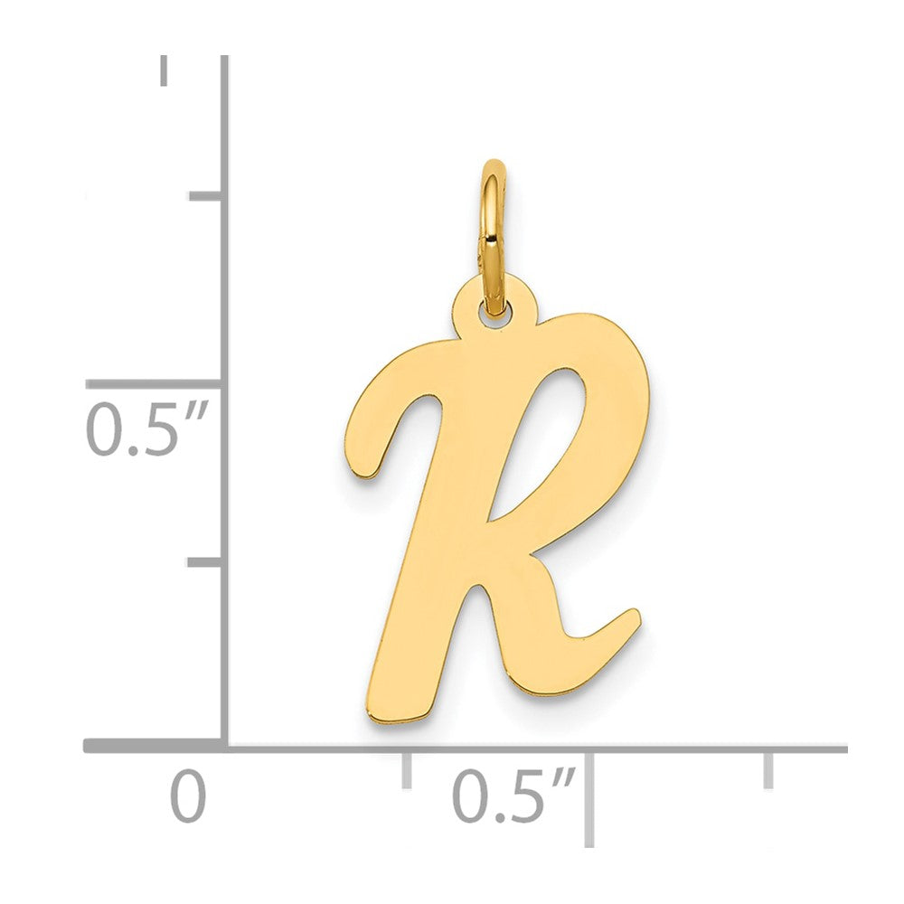 10K Medium Script Letter R Initial Charm