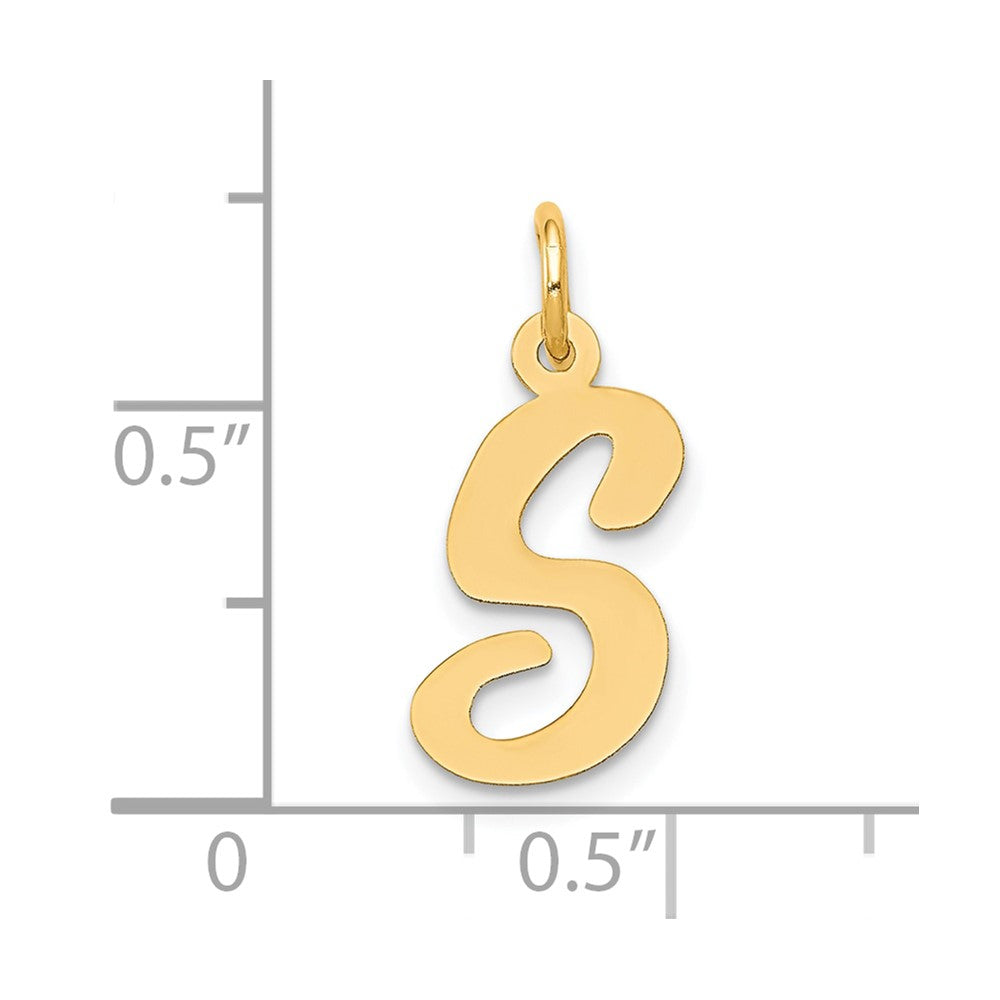 10K Medium Script Letter S Initial Charm