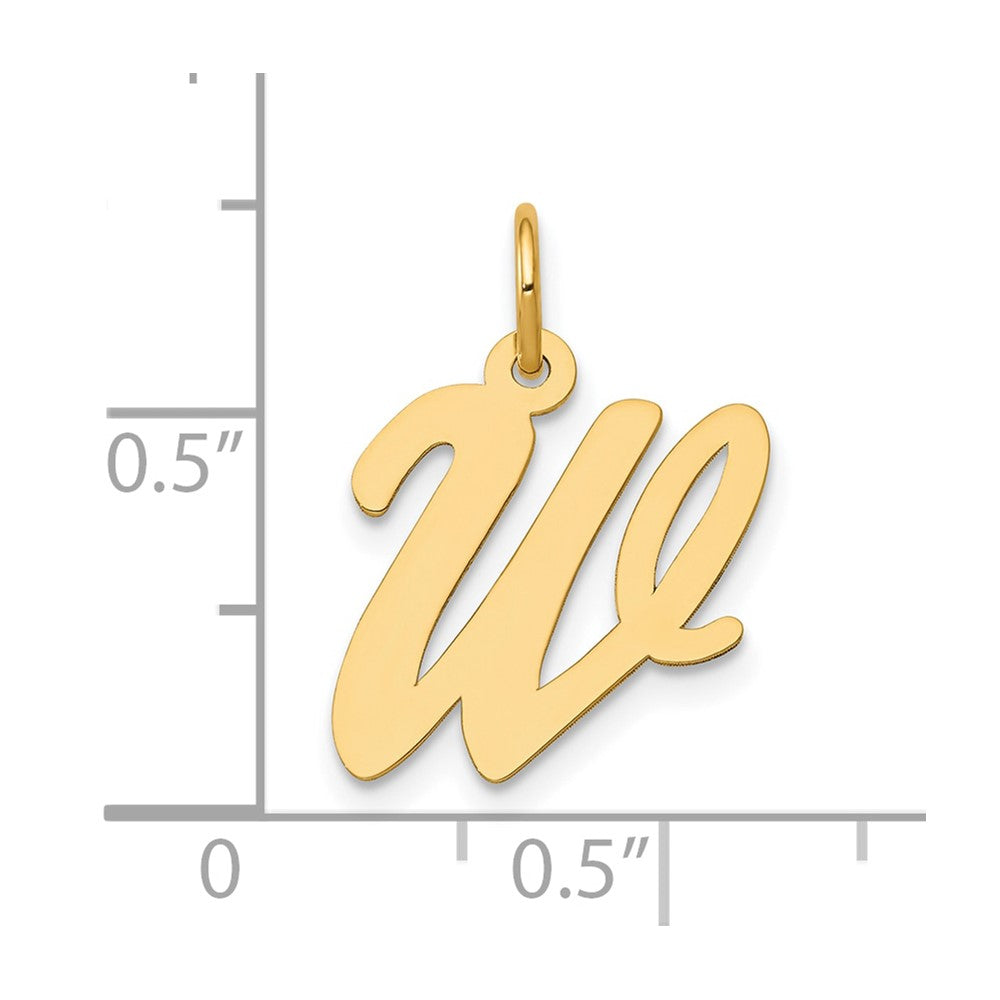 10K Medium Script Letter W Initial Charm