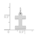 10k White Gold Small Block Initial I Charm
