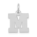 10k White Gold Small Block Initial M Charm