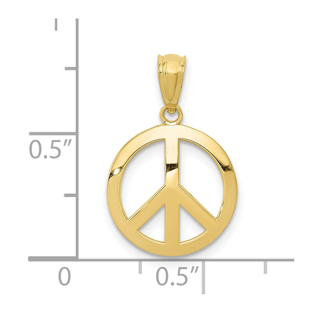 10k Polished Peace Sign Circle Pendant