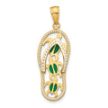 10K Enamel Cut-out Flip Flop w/ Sea Turtles Pendant