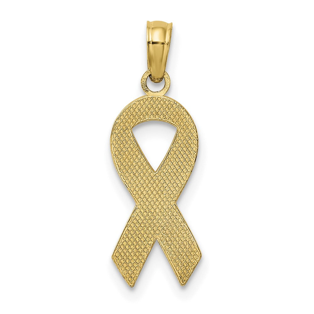 10k Pink Enameled Awareness Ribbon Pendant