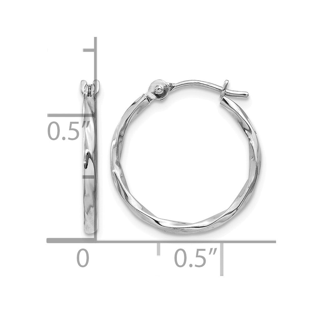 10k White Gold Twisted Hoop Earrings