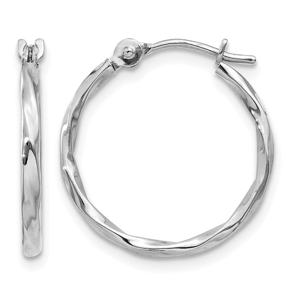 10k White Gold Twisted Hoop Earrings