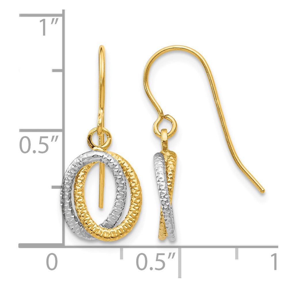 10k Two-tone Textured Fancy Dangle Earrings