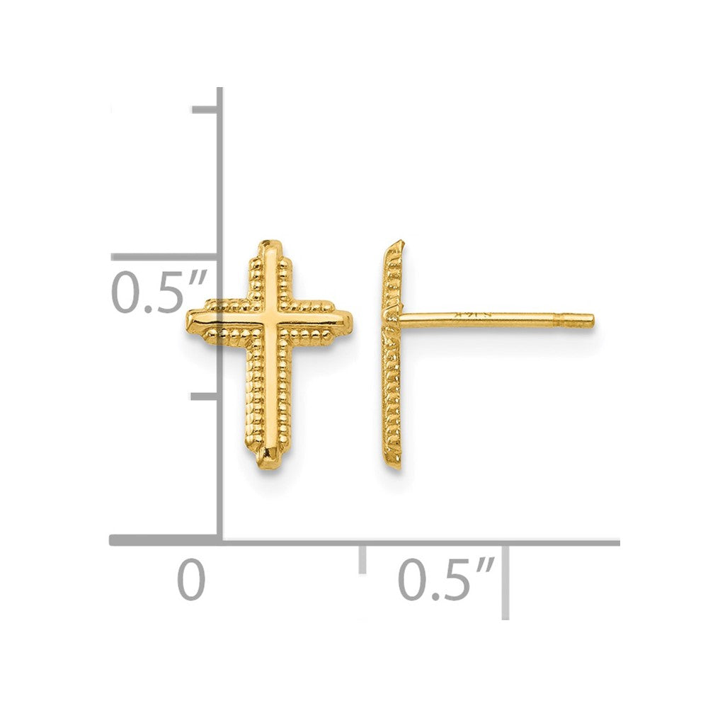 10K Yellow Gold Polished Cross Post Earrings