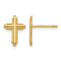 10K Yellow Gold Polished Cross Post Earrings