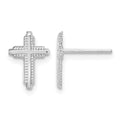10K White Gold Polished Cross Post Earrings