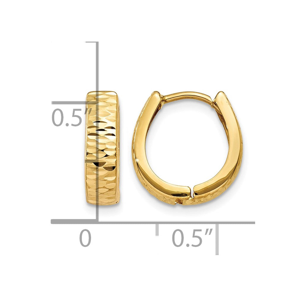 10k Gold Textured and Polished Hinged Hoop Earrings
