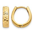 10k Gold Textured and Polished Hinged Hoop Earrings
