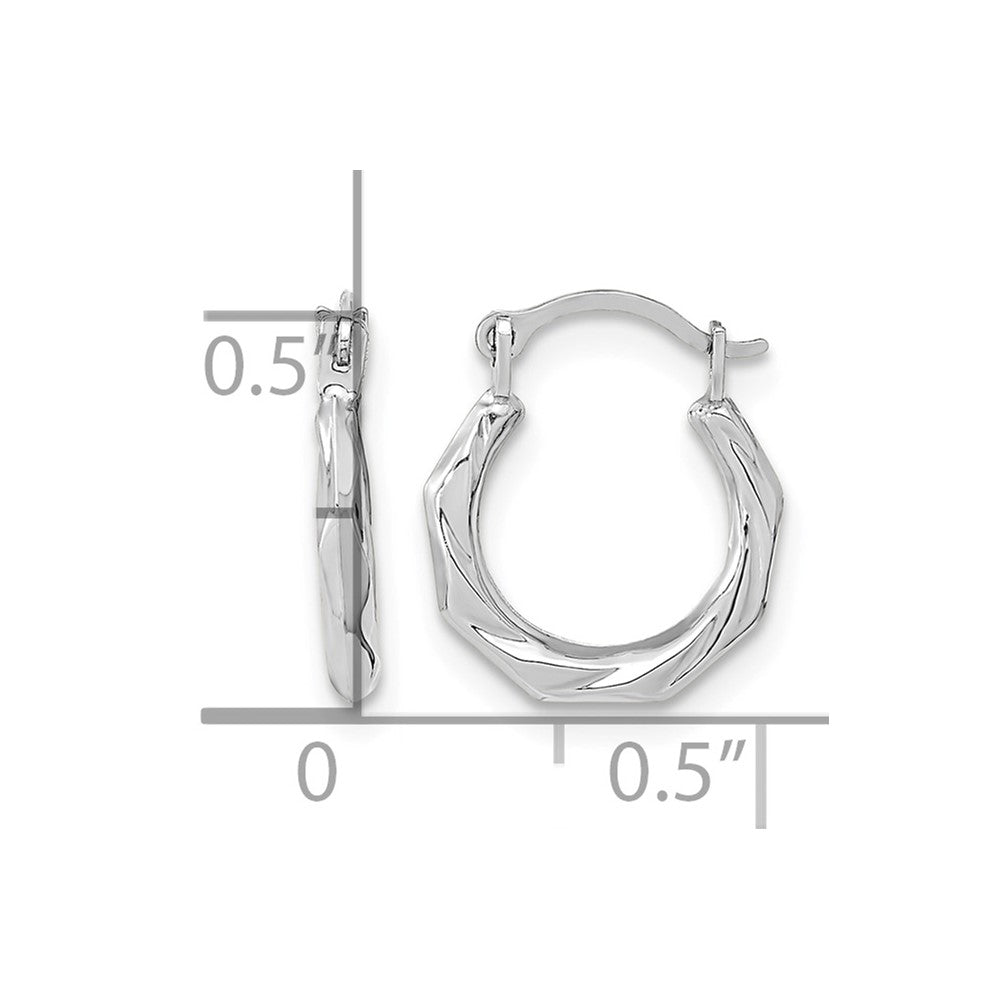 10K White Gold Polished Twist Hoop Earrings
