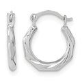 10K White Gold Polished Twist Hoop Earrings