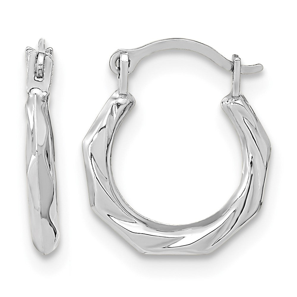 10K White Gold Polished Twist Hoop Earrings