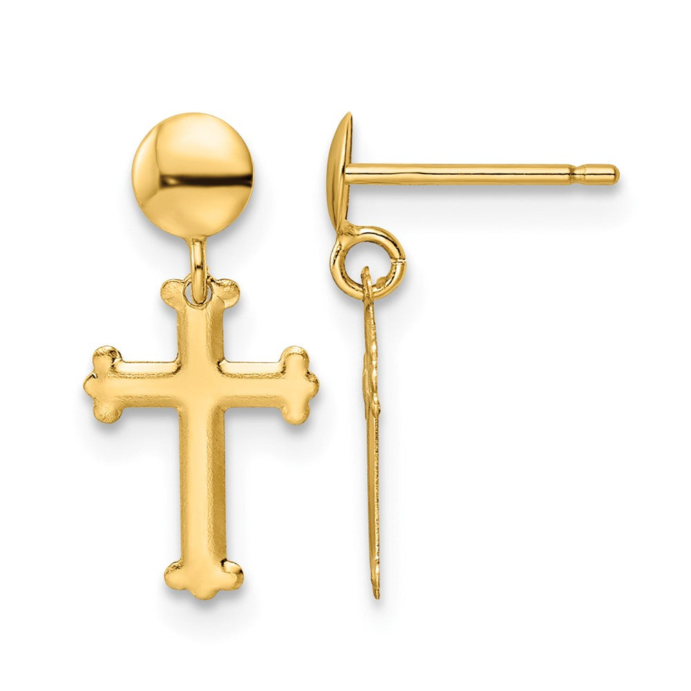 10k Polished Cross Post Dangle Earrings