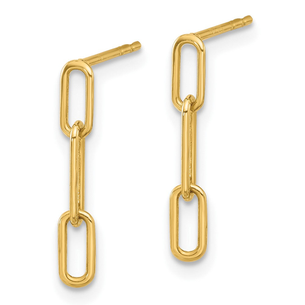 10K Polished Open Link Post Dangle Earrings