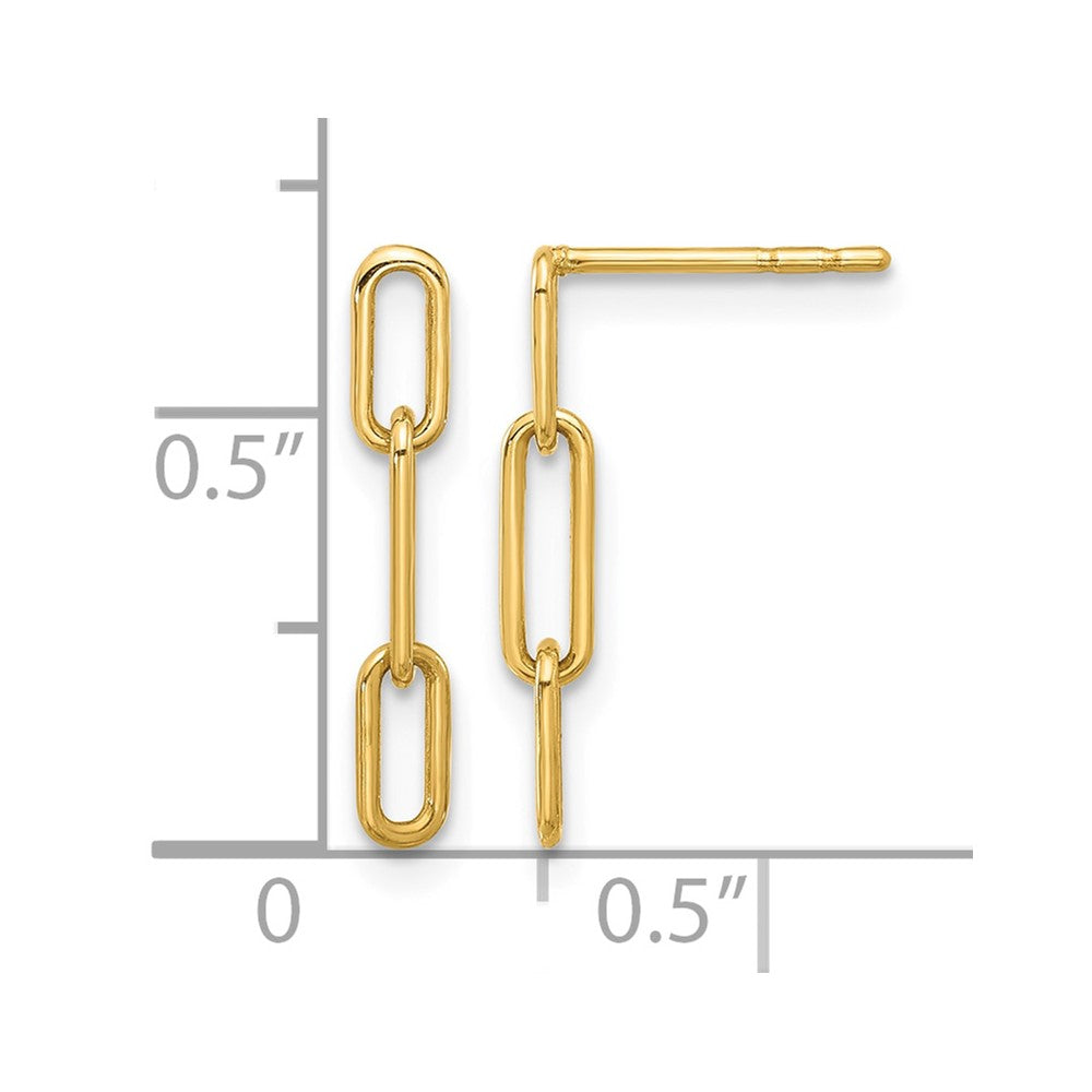 10K Polished Open Link Post Dangle Earrings